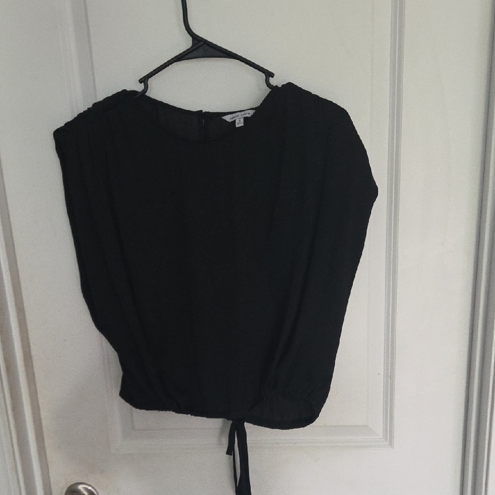 Naked Zebra Black Tie-Hem Blouse